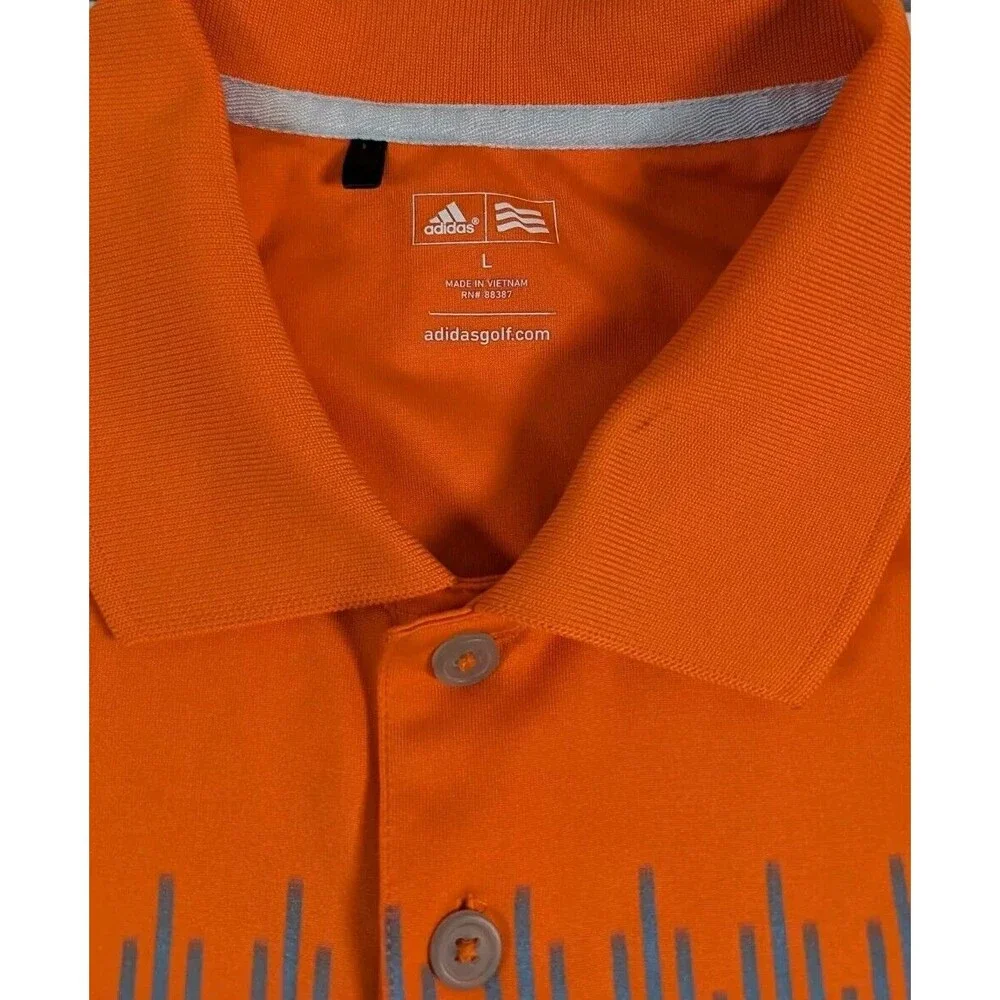 Adidas Golf Polo Shirt Mens L Large Orange Graph Equalizer Climalite Athletic